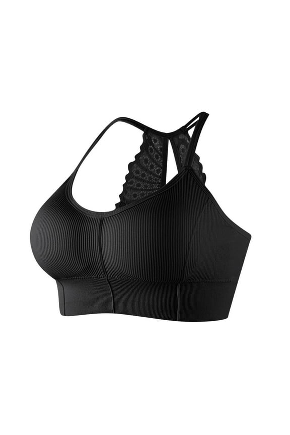Wireless Lingerie for Women Lace Plus Size Bralette Plian Black Cross Back Crop-Top Womens Bras Size L