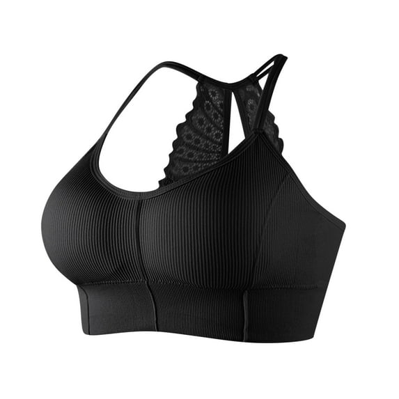 ALLLIST Wireless Lingerie for Women Lace Plus Size Bralette Plian Black Cross Back Crop-Top Womens Bras Size L