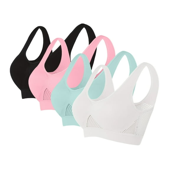ALLLIST Wireless Sports Bras for Women Plus Size Pack Of 4 Underwear Soft Plain Ladies Bras S-5xl