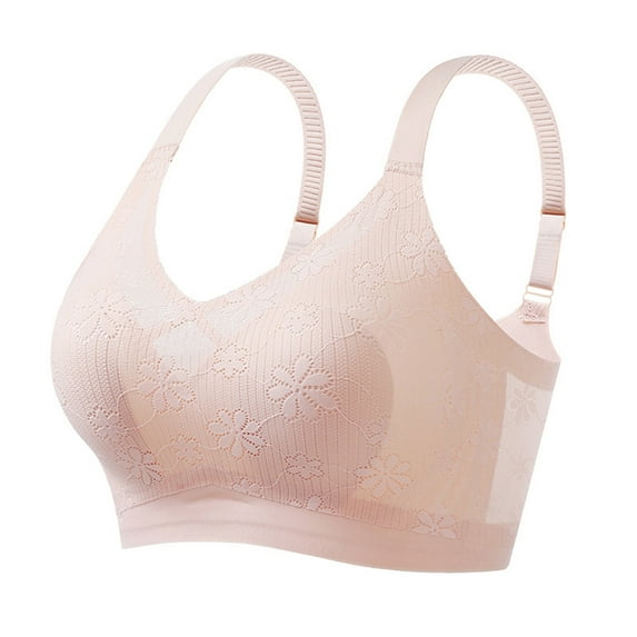ALLLIST Wireless Women's Bras Full Coverage Push up Bralette Solid Breathable Pink Lace T-Shirt Underwear for Women