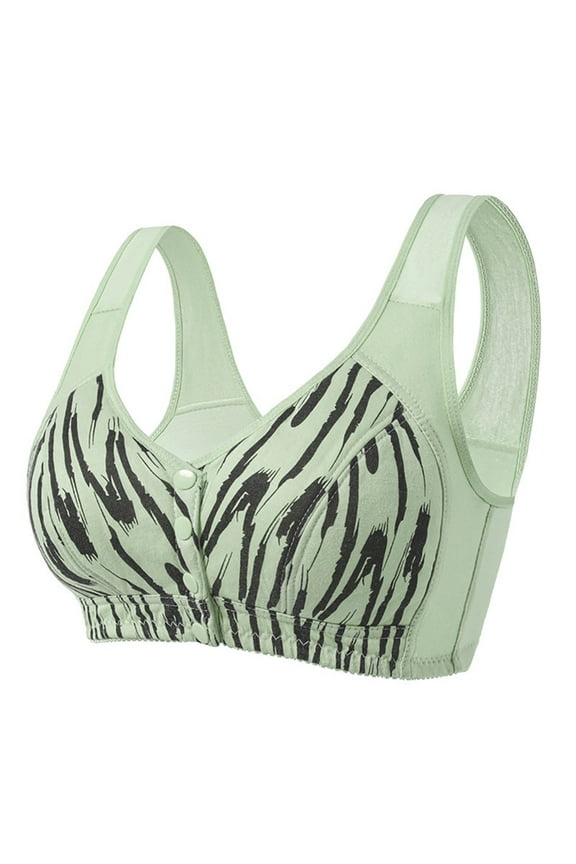 Wireless Womens Bras Front Closure Green Sleep Striped Push up T Shirt Ladie's Bras Size 34-46