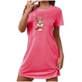 thumbnail image 1 of ALLLIST Women Pajamas Christmas Short Sleeve Chemises Pink Round Neck Casual Pullover Nightgowns for Ladies, 1 of 2