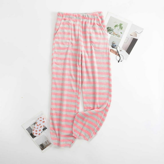ALLLIST Pants Women's Pajamas Bottoms Pink Casual Striped Home Clothes Womens Loungewear