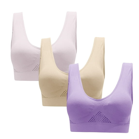 ALLLIST Women Sportswear Plus Size Workout 3pack Bras Plian Soft White Wireless T-Shirt Ladie Bras Size 4XL