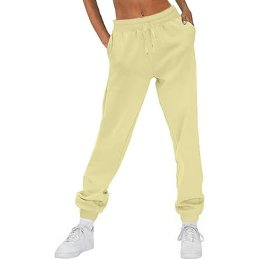 ALLLIST Women Sweatpants Casual Athletic Pants Beige Plain Joggers with Pockets Women
