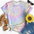 thumbnail image 1 of ALLLIST Women Tops Pink Crew Neck Tie Dye Short Sleeve T-Shirts Spring Blouse, 1 of 3