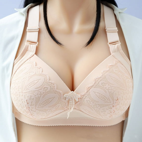 ALLLIST Women's Bras Beige No Underwire Embroidery Bralette Seamless T Shirt Ladie Bras Size S-3XL