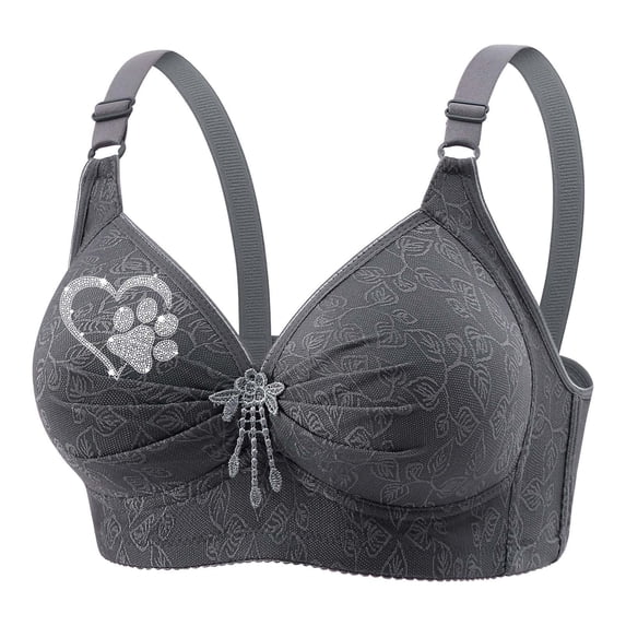 ALLLIST Women's Bras No Underwire Push up Underwear Dog Paw Soft Gray Ladie's Bras Xs-4xl