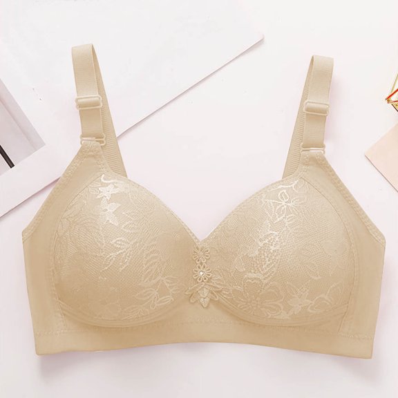 ALLLIST Women's Bras No Wire Beige Embroidery Bralette Cozy T Shirt Women Lingerie Size S-3XL