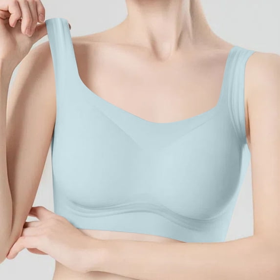 ALLLIST Women's Bras Push up Seamless Back Smoothing Bralette Blue Lifting Plain Sport Bras for Ladies Size M-2XL