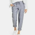 thumbnail image 1 of ALLLIST Women's Pants Cotton Linen Cuffed Knit Pants Elastic Waist Solid Gray Lounge Teen's Pants, 1 of 6