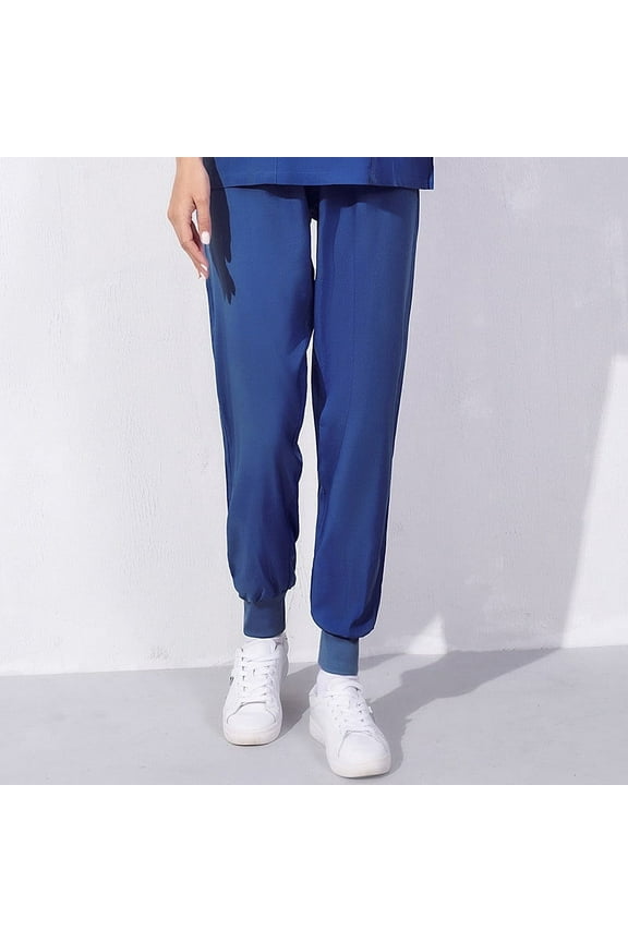 Women's Pants Elastic Waist Lounge Pants Solid Blue Knit Pants Pants Women