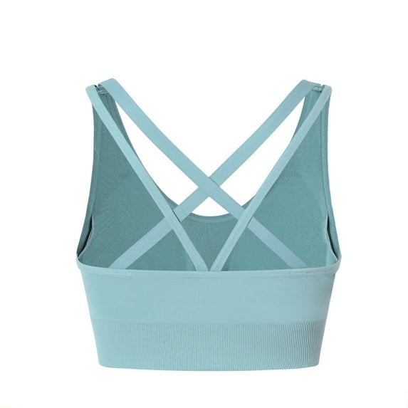 ALLLIST Women's Sports Bras High Impact Workout Removable Cup Bralette Plian Comfy Blue Wireless Crop Top Women Bras Size XL