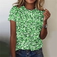 thumbnail image 1 of ALLLIST Women's Tops Crew Neck Short Sleeve Sequin Tee Shirts Seamless Green Plain Pullover Ladies Tops, 1 of 4