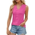 thumbnail image 1 of ALLLIST Women's Tops Pink Solid Lace Sleeveless V-Neck Tank Tops Camisole L, 1 of 6
