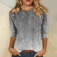 thumbnail image 1 of ALLLIST Women's Tops Plus Size Summer 3/4 Sleeve Tee Fashion Gray Floral Pullover for Women, 1 of 5