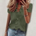 thumbnail image 1 of ALLLIST Women's Tops Plus Size V-Neck Short Sleeve Blouses Summer Green Solid Ruffle Shirts Womens Clothing, 1 of 6