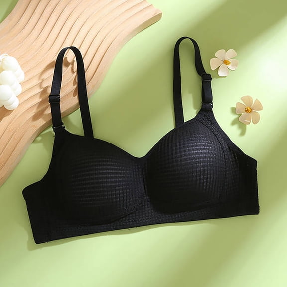 ALLLIST Womens Bras Unlined No Underwire Full Coverage Training Comfy Solid Black T Shirt Bras for Ladies Size S-XL