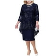 thumbnail image 1 of ALLLIST Womens Dress Plus Size 3/4 Sleeve Crew Neck Embroidered Dresses Blue Lace 2 Piece Evening Gown for Women, 1 of 4