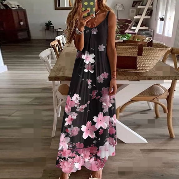 ALLLIST Womens Dresses Spring Floral V Neck Slip Dress Elegant A-Line Womens Dress