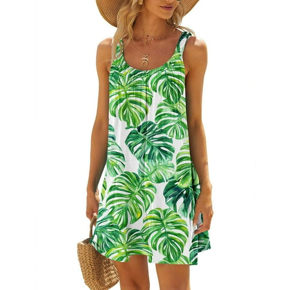 ALLLIST Womens Dresses Summer Hawaiian Sundress Pleated Casual Tank Clothing for Women