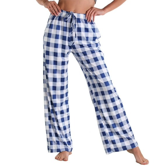ALLLIST Womens Pajamas Pants Cotton Plaid Bottoms Comfortable Blue Home Clothes Loungewear for Women