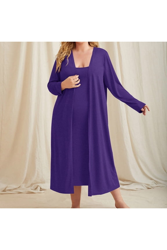 Womens Pajamas Sets Plus Size 2 Piece Loungewear Comfy Plain Purple Sleepwear Ladies Pajamas