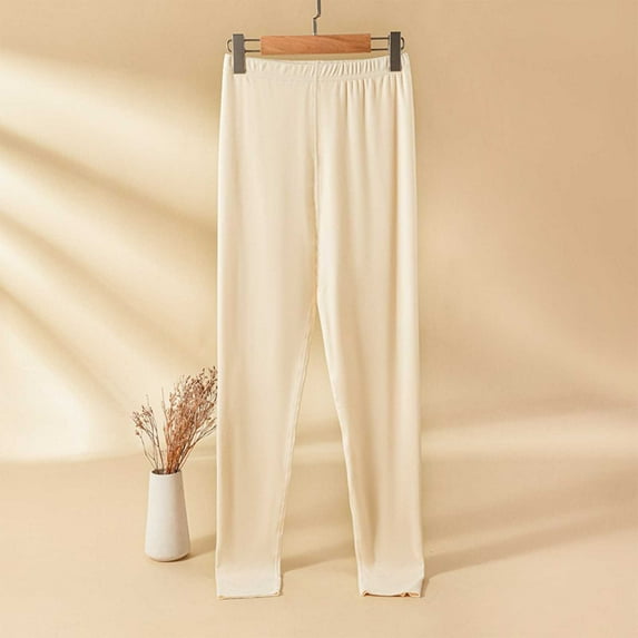 ALLLIST Winter Ladie Pajamas Pants Fleece Bottoms Soft Beige Solid Home Clothes Womens Loungewear