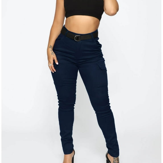 ALLLIST Womens Pants Casual Cargo Pants Plain Slim Blue Lounge Ladies Pants