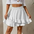 thumbnail image 1 of ALLLIST Womens Skirts Pleated White Mini Skirt Solid Ruffle Elastic Waist A Frame Girl's Skirt, 1 of 4