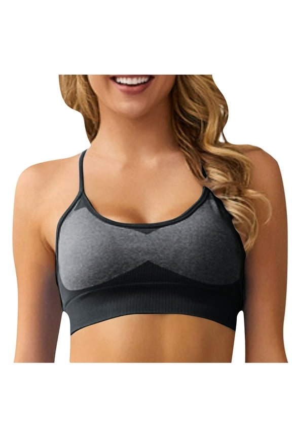 Womens Sports Bras Cross Back Black High Support Bralette Solid Cozy Sports Bras for Ladies Size XS-L