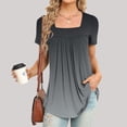 thumbnail image 1 of ALLLIST Womens Spring Tops Black Gradient Square Neckline Short Sleeve T-Shirts Spring Blouse XL, 1 of 5