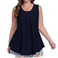 thumbnail image 1 of ALLLIST Womens Spring Tops Blue Crew Neck Solid Sleeveless Pleated Tank Tops Women Tank Tops XL, 1 of 6