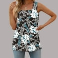 thumbnail image 1 of ALLLIST Womens Spring Tops Blue Square Neckline Graphic Sleeveless Tank Tops Tank Tops L, 1 of 5