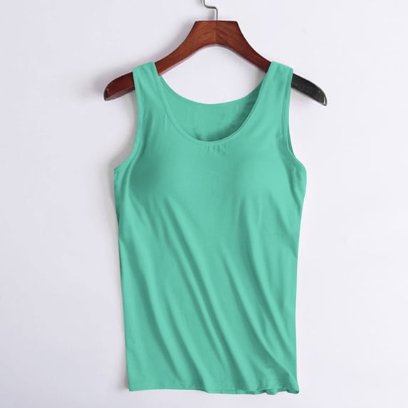 ALLLIST Womens Spring Tops Green Sleeveless Solid Crew Neck Tank Tops Tank Top M