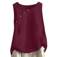 thumbnail image 1 of ALLLIST Womens Spring Tops Purple Solid Button Sleeveless Crew Neck Cotton and Linen Tank Tops Tank Tops for Women L, 1 of 6