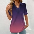 thumbnail image 1 of ALLLIST Womens Spring Tops Short Sleeve V-Neck Purple Gradient T-Shirts Casual Printed Summer Blouses, 1 of 5