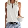 thumbnail image 1 of ALLLIST Womens Spring Tops White Casual Hollow Solid Keyhole Neck Sleeveless Tank Tops Tank Top S, 1 of 8
