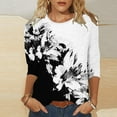 thumbnail image 1 of ALLLIST Womens Tops Black Graphic Crew Neck 3/4 Sleeve T-Shirts Casual Blouses for Women, 1 of 5