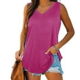 thumbnail image 1 of ALLLIST Womens Tops Pink Sleeveless Solid V-Neck Tank Tops Tank Top M, 1 of 8