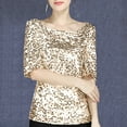 thumbnail image 1 of ALLLIST Womens Tops Under $10 Gold Floral Elbow-Length Scoop Neck T-Shirts Women Blouses, 1 of 6