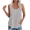 thumbnail image 1 of ALLLIST Womens Tops Clearance Under $10 White Crew Neck Sleeveless Plaid Pleated Tank Tops Camisole Tops for Women S, 1 of 5