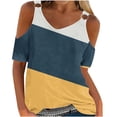 thumbnail image 1 of ALLLIST Womens Tops Clearance Under $10 Yellow Hollow Short Sleeve V-Neck Geometric T-Shirts Blouses & Button-Down Shirts XXL, 1 of 4