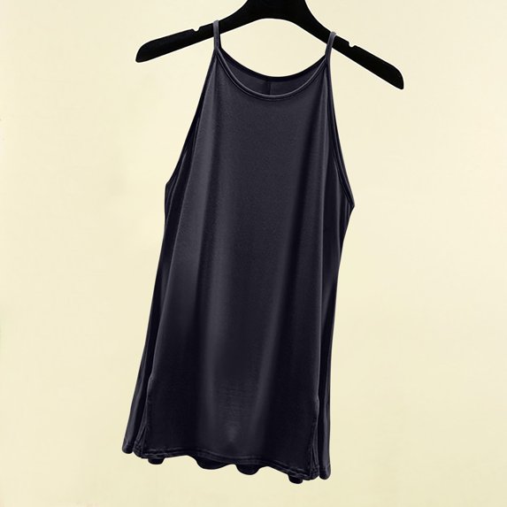 ALLLIST Womens Tops Under $5 Gray Solid Crew Neck Cami Sleeveless Tank Tops Women Tank Tops L