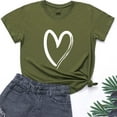 thumbnail image 1 of ALLLIST Womens Tops Clearance Under $5 Green Crew Neck Heart Short Sleeve Basic Casual T-Shirts Womens Shirts Under $10 XXL, 1 of 3