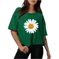 thumbnail image 1 of ALLLIST Womens Tops Clearance Under $5 Green Crew Neck Short Sleeve Casual Floral T-Shirts Womens Shirts S, 1 of 5