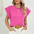 thumbnail image 1 of ALLLIST Womens Tops Clearance Under $5 Pink Solid Crew Neck Sleeveless Flounce Tank Tops Tank Tops for Women XL, 1 of 8