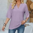 thumbnail image 1 of ALLLIST Womens Tops Under $5 Purple Solid V-Neck Short Sleeve Hollow T-Shirts Ladies Tops and Blouses XXL, 1 of 5