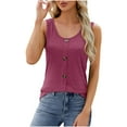 thumbnail image 1 of ALLLIST Womens Tops Clearance Under $5 Red Crew Neck Solid Button Sleeveless Tank Tops Womens Tank Tops S, 1 of 4