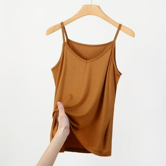 ALLLIST Womens Tops Under $5 Yellow Cami V-Neck Sleeveless Solid Tank Tops Tank Tops for Women 2024 XXXXXL